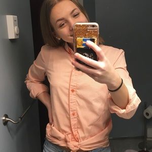 Orange Striped Button Up